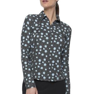 Belyn Key Moonstruck Floral Glacier Long Sleeve Golf Athletic UPF Shirt Medium